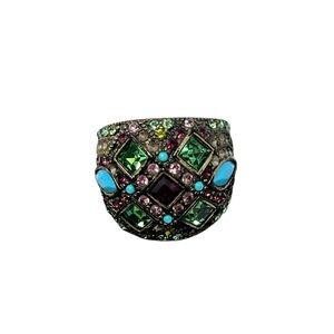 Heidi Daus Artful Treasure Wide Band Colorful Crystal Statement Ring-Size 7
